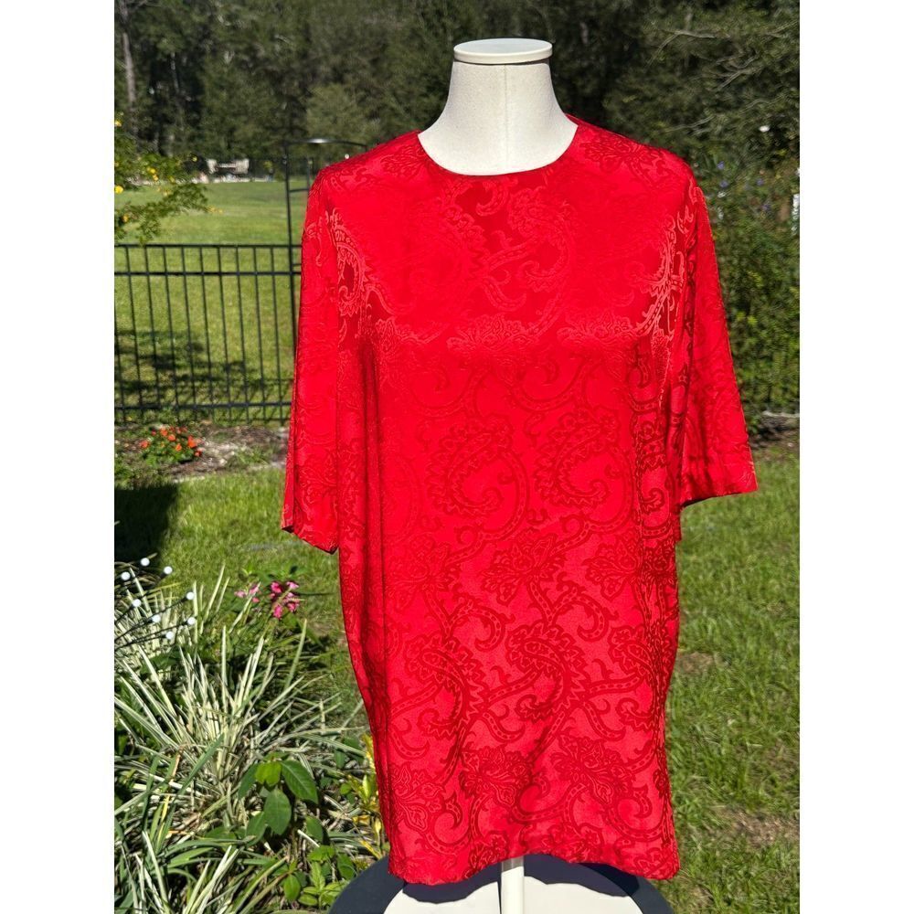 Tanner Womens Red Paisley Blouse Size 16